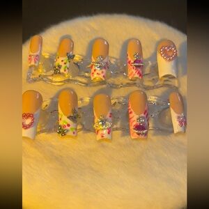10pc handmade acrylic press on nail set with glue
